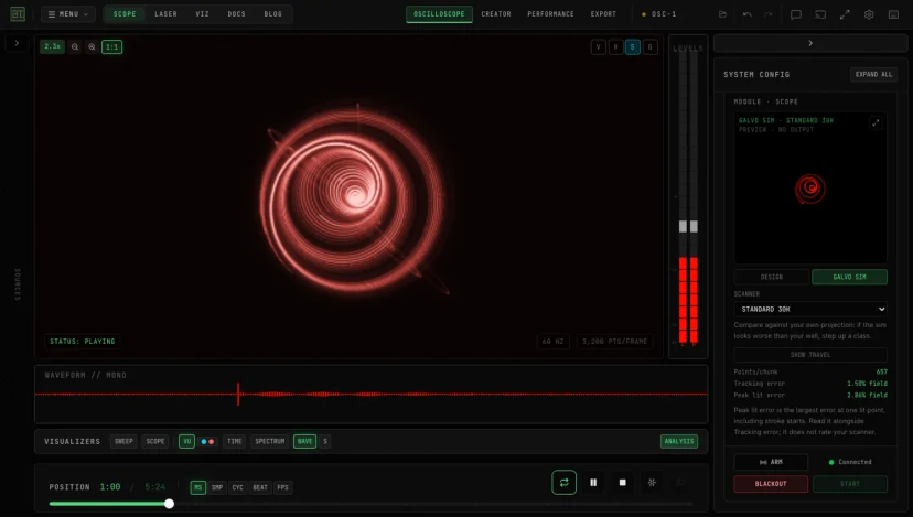 OSC-1 OSCILLOSCOPE interface screenshot
